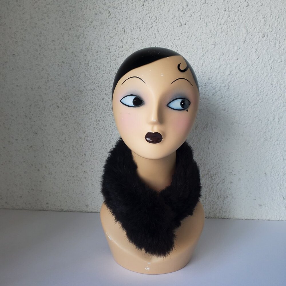 Vintage 50s/60s Black Fox fur collar with automatic closure